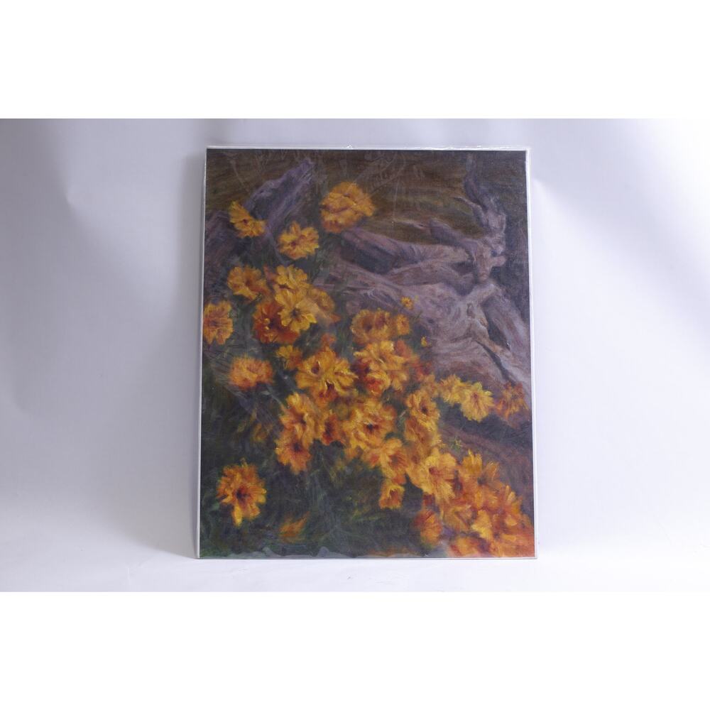 Orange Flowers, Painting, SEALED, 16x20", Art, Still Life, Artwork, Floral,